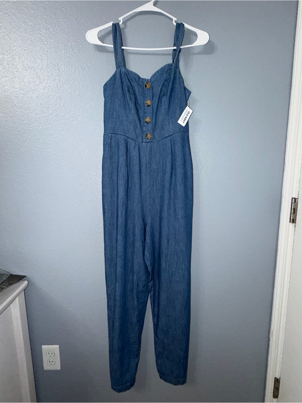 Old Navy Blue Denim Jumpsuit with Button Front